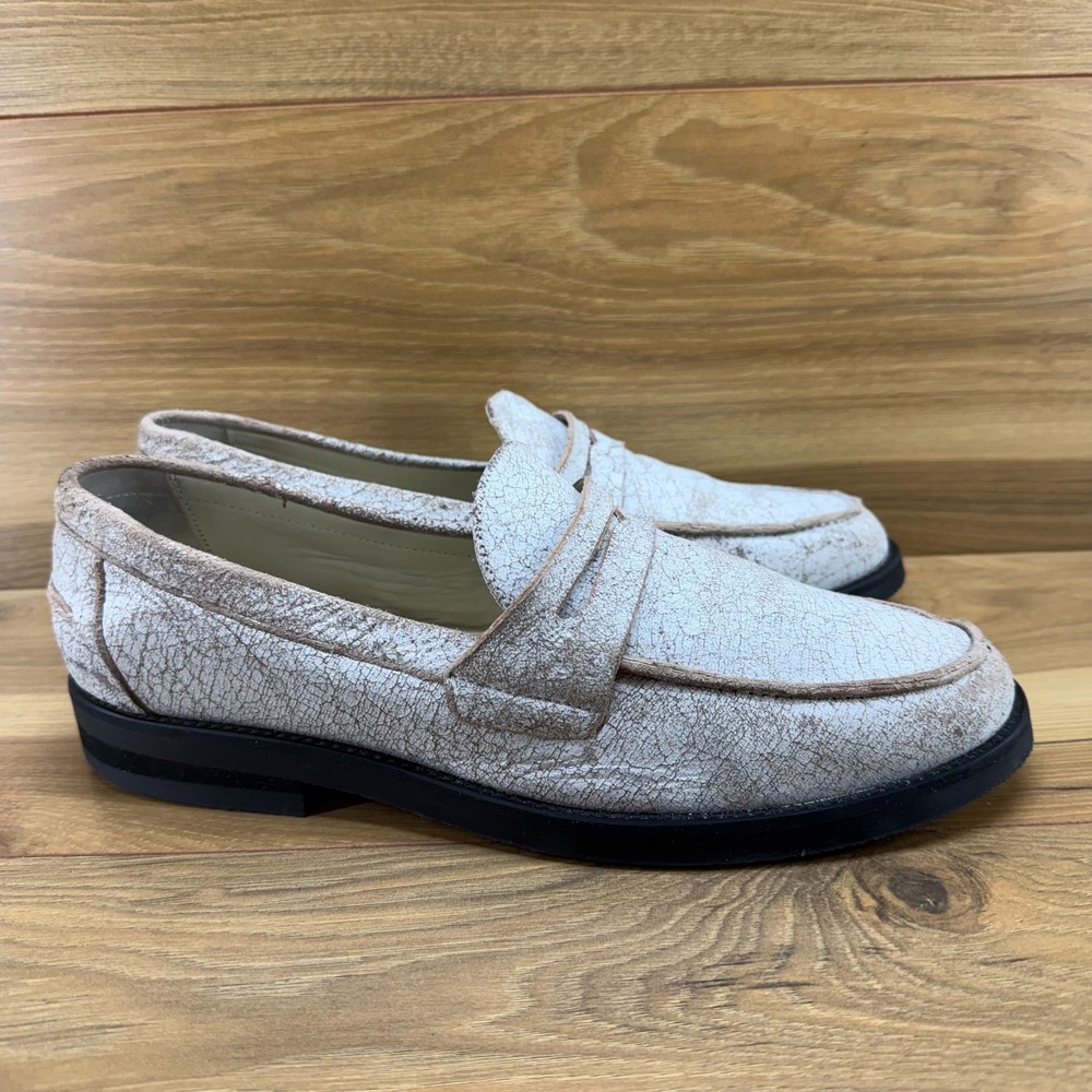 Duke Dexter Penny Loafers UK 9 US 10 Crackled Distressed Suede Made Different